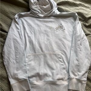 Express Abstract Mountains Men's L White Pullover Hooded Sweatshirt